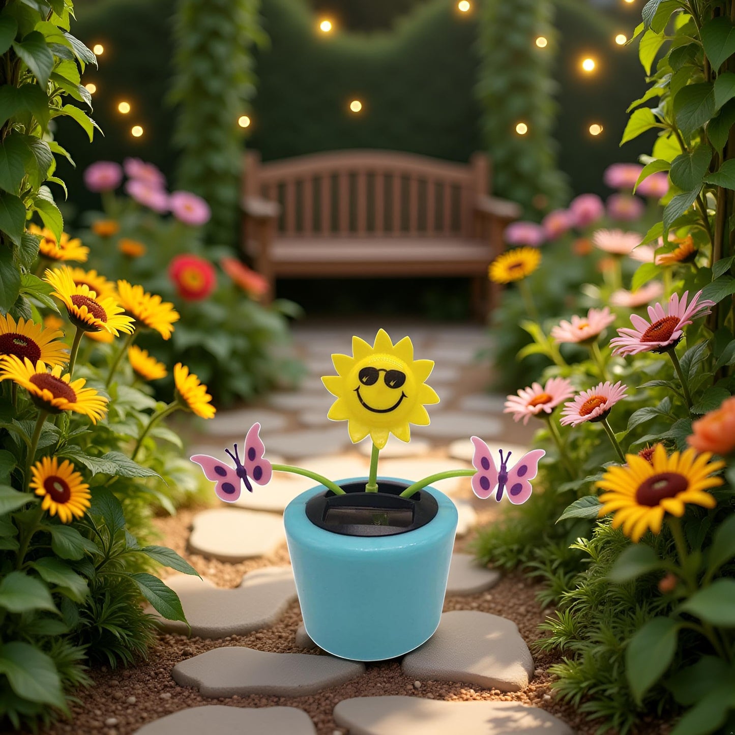 Premium ABS plastic solar swinging sunflower packaged for home decoration