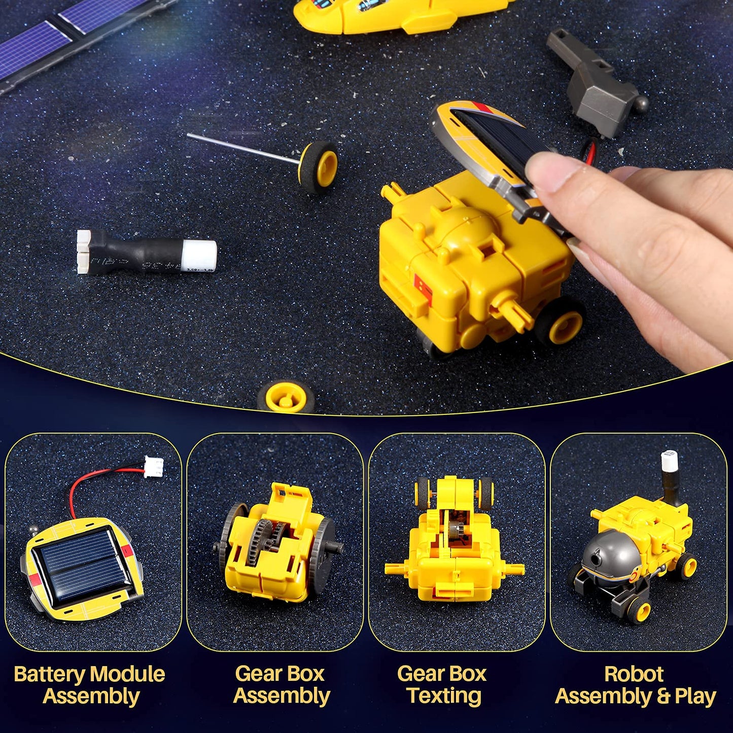 COBFDHA science experiments building toy kit layout showing all 120 pieces organized for stem learning activities