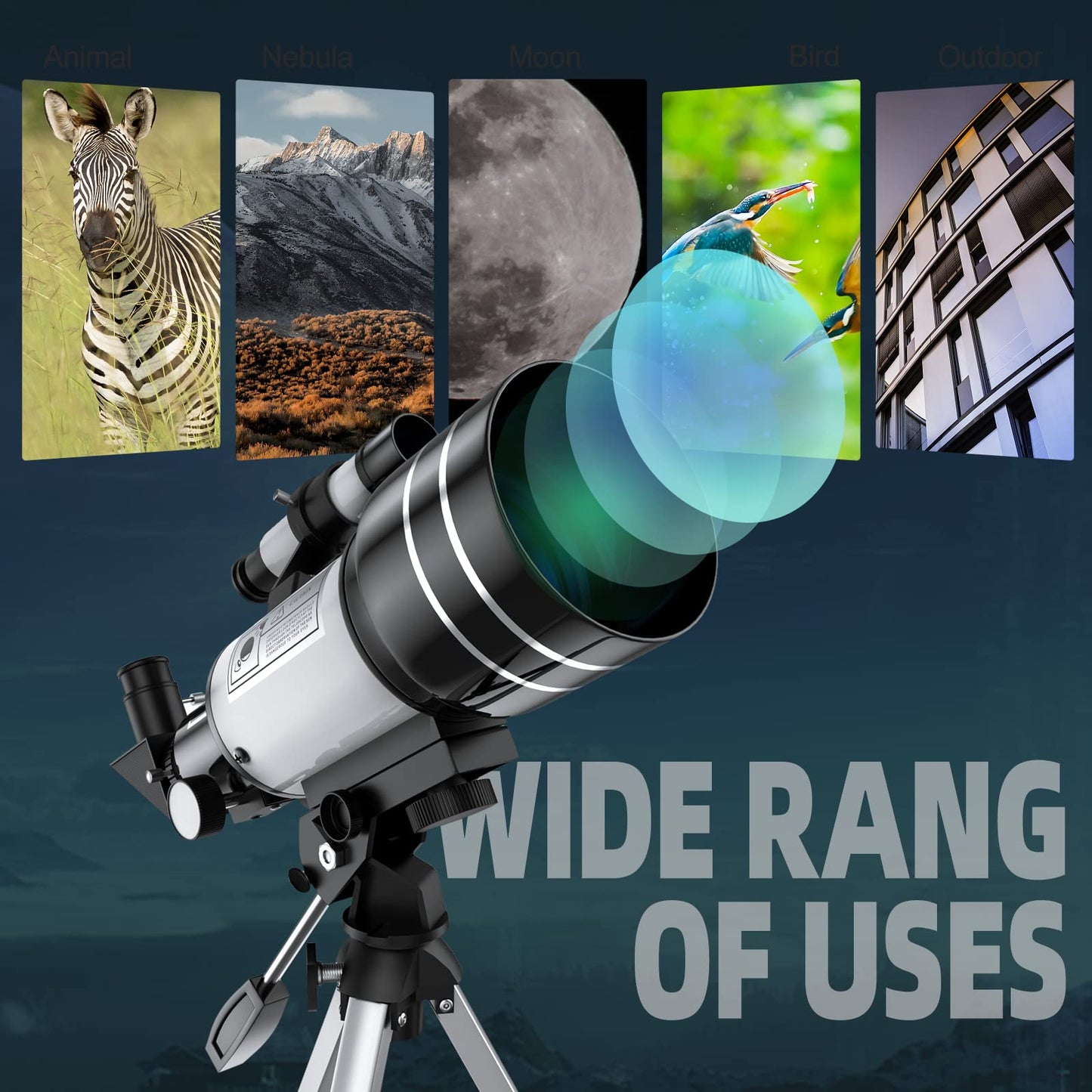 Rear viewing angle focusing on the eyepiece assembly and ninety degree zenith mirror attachment.