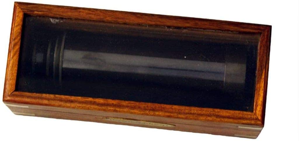 Thor Instruments vintage maritime telescope fully collapsed and safely stored inside its premium protective hardwood box