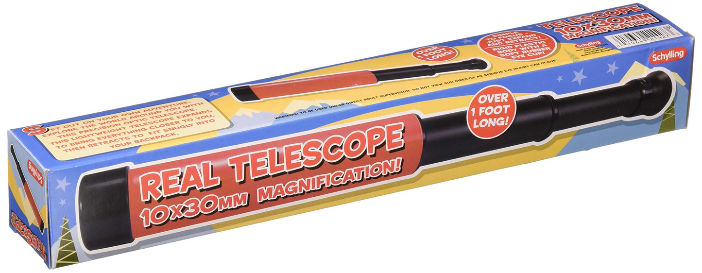 Retracted view of the classic kids spyglass observation scope highlighting the soft rubber eye cup.