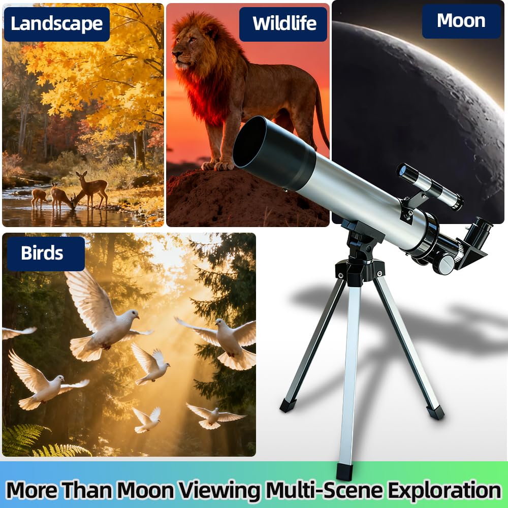 Luzsco children astronomy refractor telescope components unpacked on flat surface