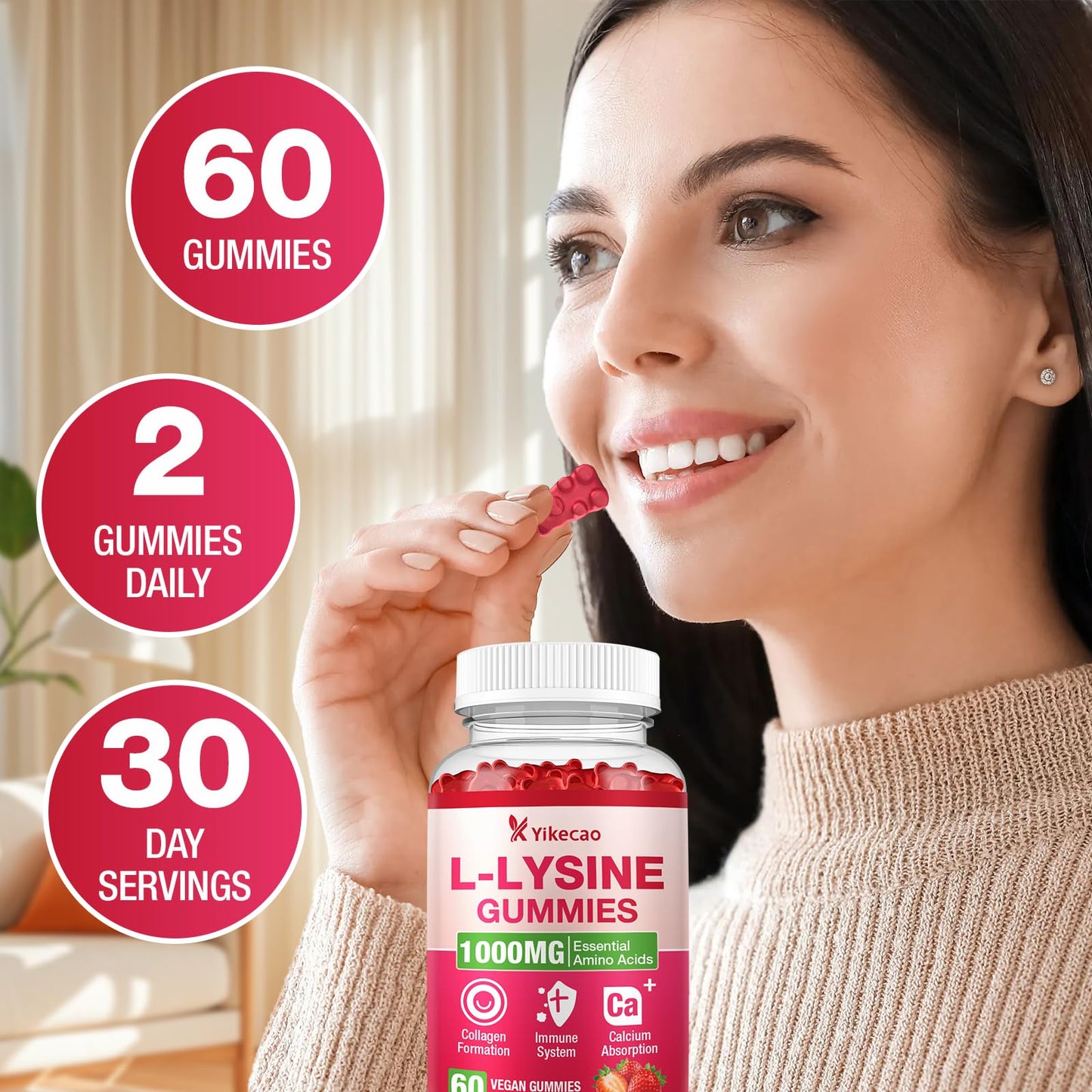 Meenccd Yikecao L-Lysine gummies for immune support and skin health