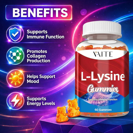Vaite L-Lysine gummy bear texture and color closeup