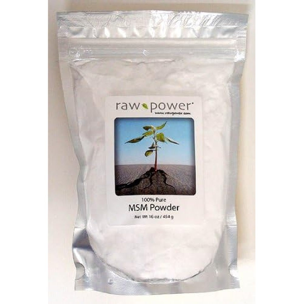 Raw Power MSM Powder 16 Ounce front view authentic USA imported dietary supplement packaging