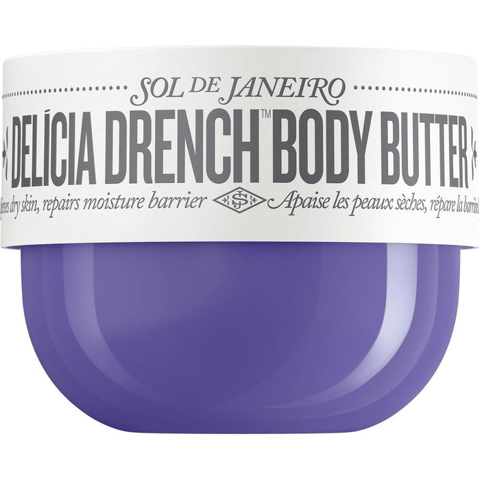 Sol De Janeiro Delicia Drench Body Butter tub front view for dry skin