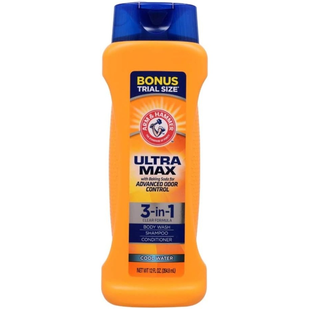 Arm & Hammer Ultra Max 3 in 1 shampoo conditioner and body wash for men in Cool Water scent