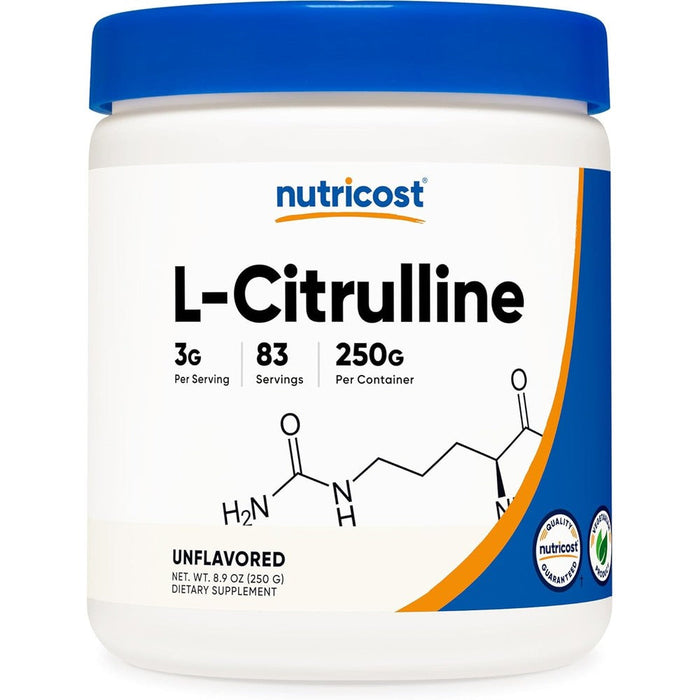 Nutricost Pure L-Citrulline base powder front view supplement
