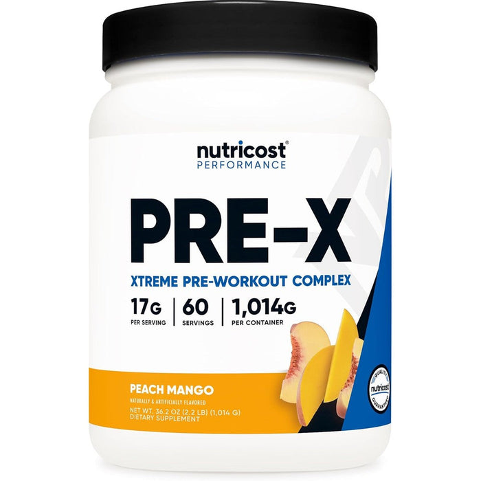 Nutricost Pre-X Xtreme Pre-Workout Peach Mango Front View