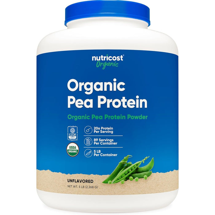 Nutricost organic pea protein isolate powder front view tub