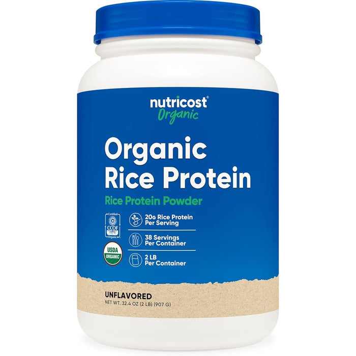 Nutricost Organic Rice Protein Powder front view container