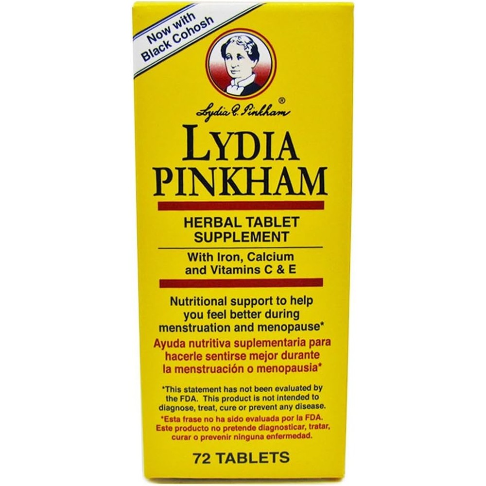 Lydia Pinkham Black Cohosh Menopause Health Supplement 72 Capsules front view