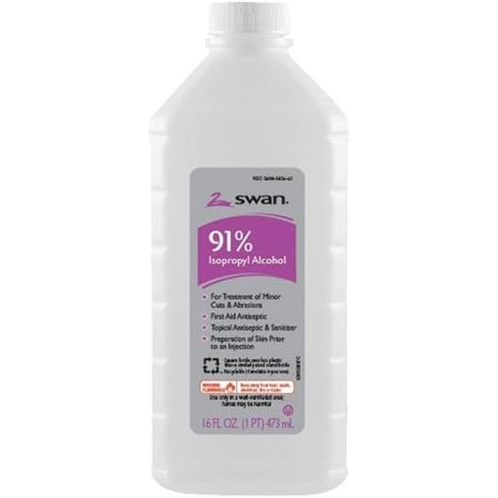 Vi-Jon Swan 91 percent Isopropyl Rubbing Alcohol bottle front view first aid antiseptic.