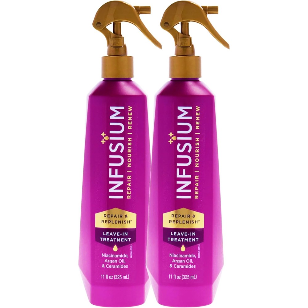 Infusium Repair and Replenish Leave-In Treatment spray bottle front view for hair repair