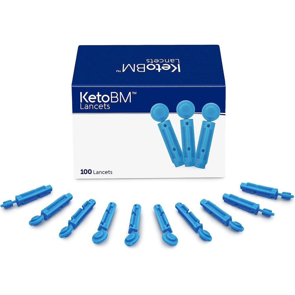 KetoBM Lancets Pack of 100 front view sterile blood sampling needles for ketone testing