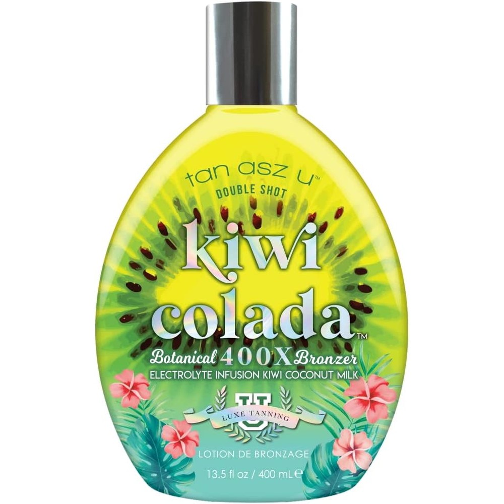 Tan Asz U Kiwi Colada 400X Bronzer bottle front view for deep tanning
