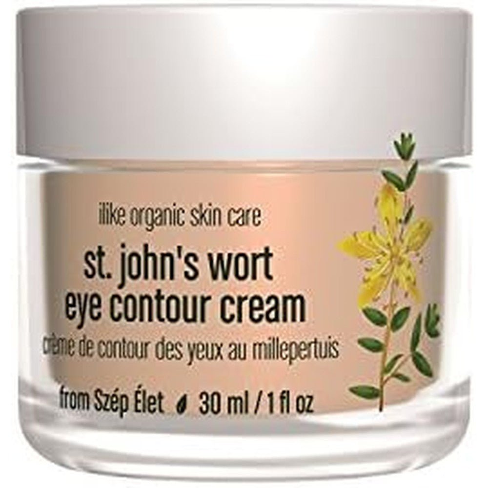 Ilike Organic Skin Care St. Johns Wort Eye Contour Cream 1 Fluid Ounce jar front view anti aging skincare