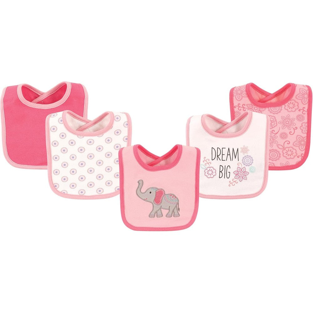 Hudson Baby Unisex Cotton Baby Bibs Elephant front view absorbent infant drooler bib