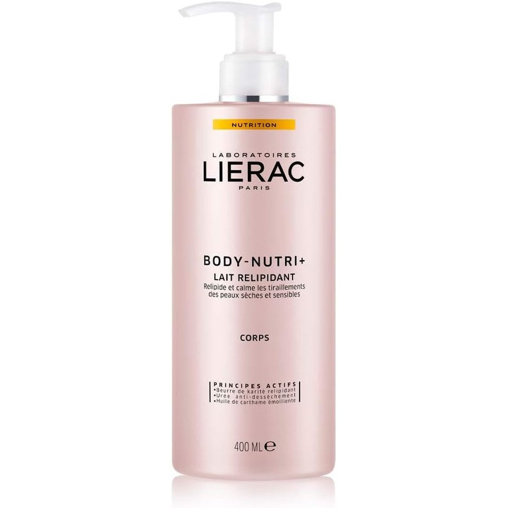 Lierac Body Nutri Plus Lipid Replenishing Body Milk 400ml front view bottle for dry skin hydration