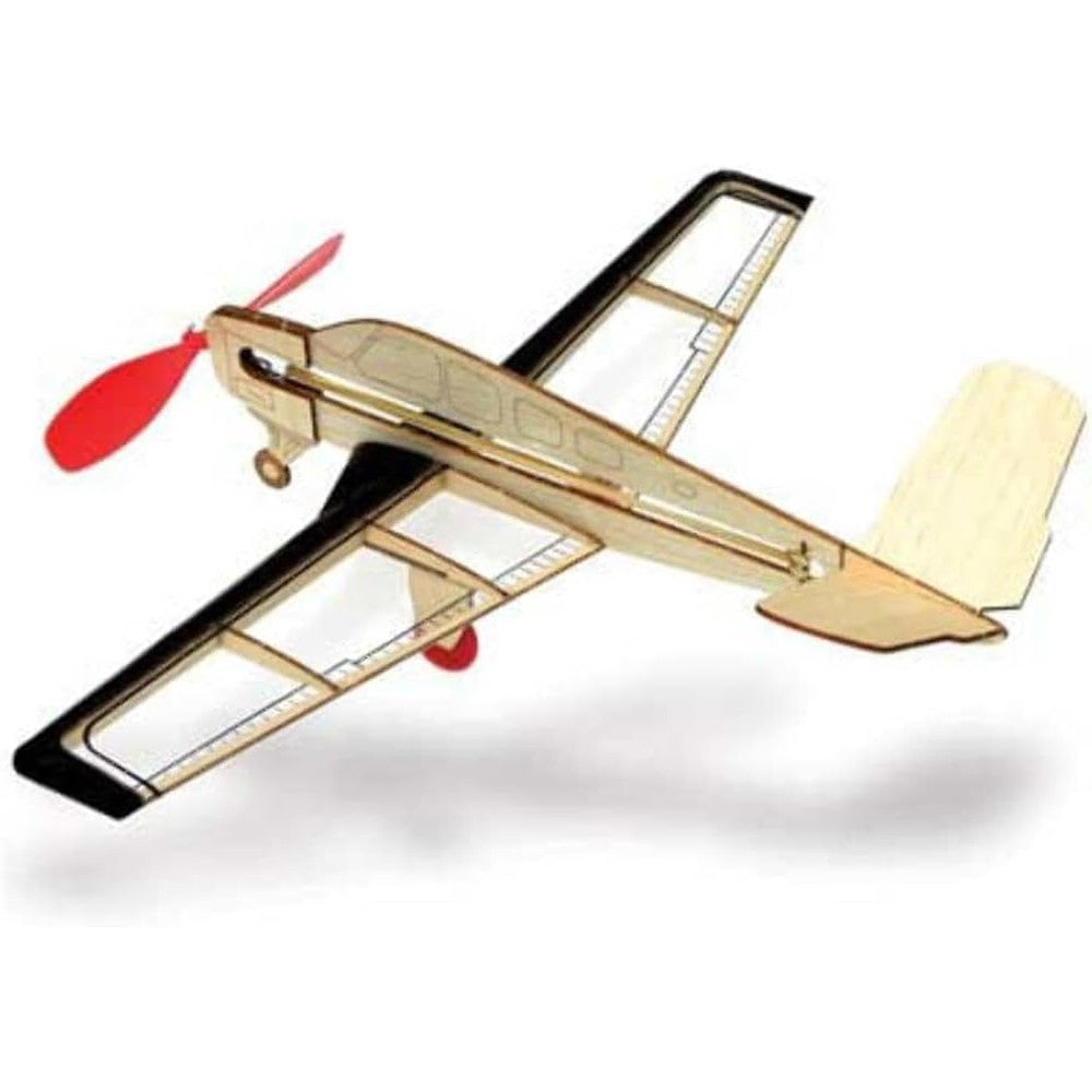 Guillow's V-Tail Model Kit front view of the assembled balsa wood airplane.