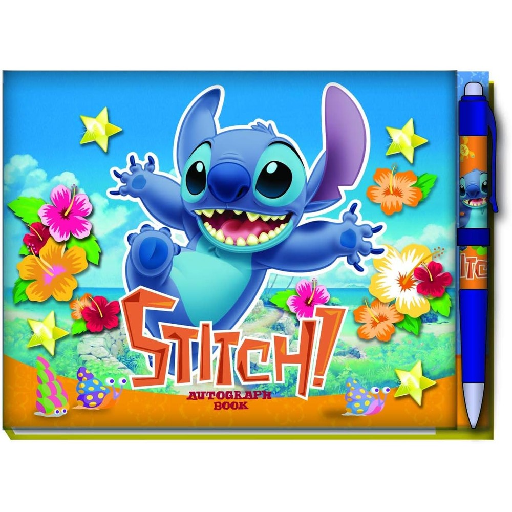 Disney Stitch Deluxe Autograph Book with matching pen set front view