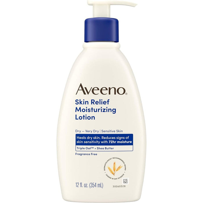 Aveeno Active Naturals Skin Relief 24 Hour Moisturizing Lotion Fragrance Free For Itchy Extra Dry Skin 354ml Aveeno