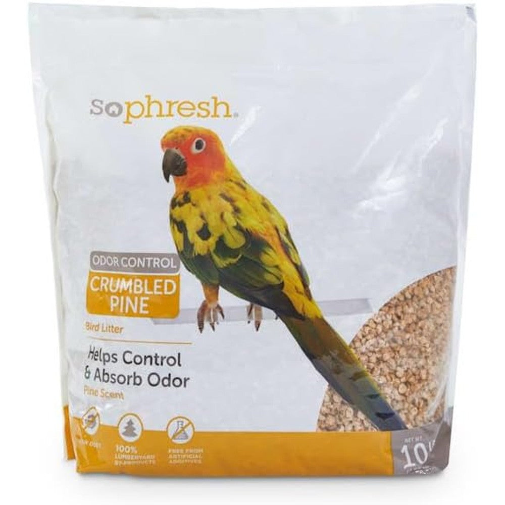 So Phresh Odor Control Crumbled Pine Bird Litter 10 Pounds Natural Wood Cage Bedding For Birds