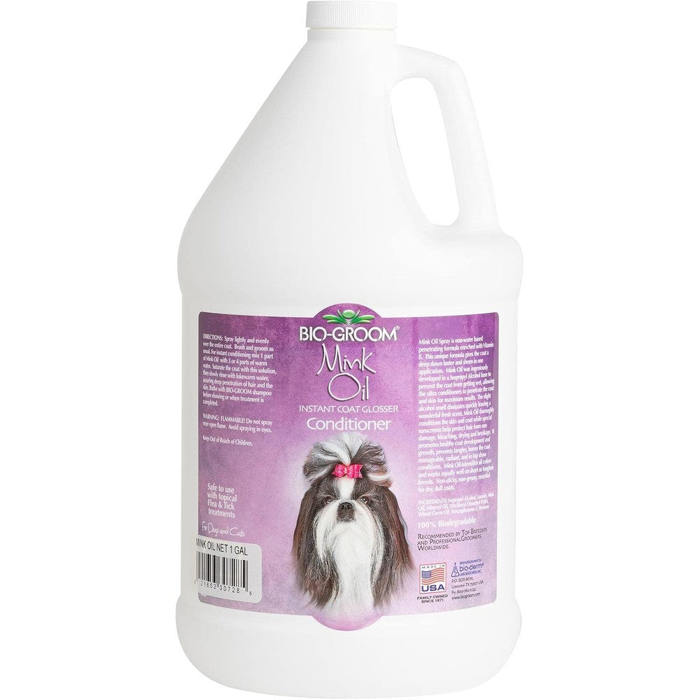 Bio-Groom Mink Oil Dog Conditioner 1 Gallon front view authentic pet coat spray