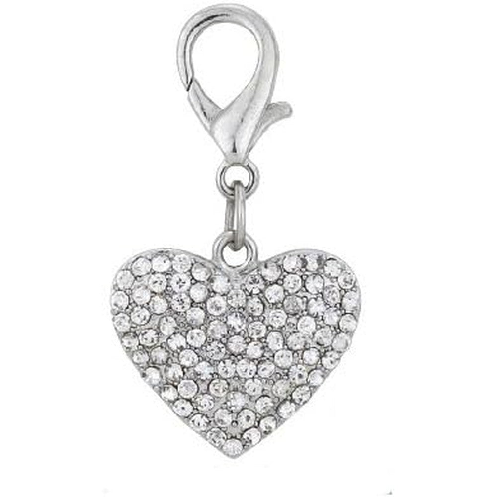 Petfavorites Couture Designer Bling Rhinestone Heart Pet Cat Dog Necklace Collar Charm Pendant Jewelry Silver Plated Accessory