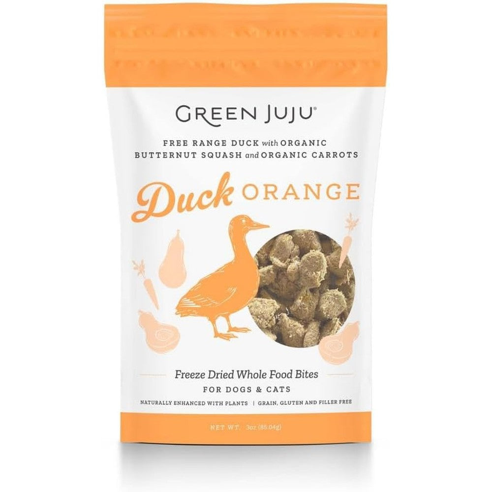 Green Juju Freeze Dried Duck Orange Whole Food Bites For Dogs And Cats 3 Ounce