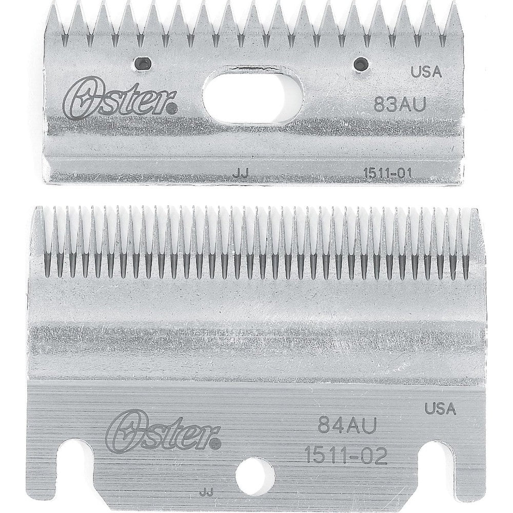 Oster Clipmaster Top And Bottom Clipper Blade Set Model 83AU And 84AU Replacement Blades For Livestock Grooming Set Of Two Pieces