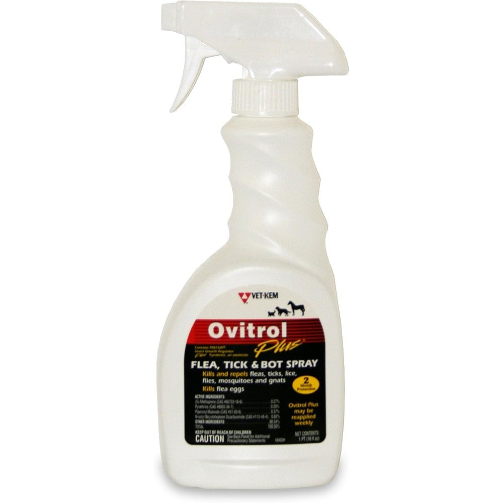 Vet-Kem Ovitrol Plus Flea, Tick, And Bot Spray For Pets, 16 Fluid Ounce Bottle