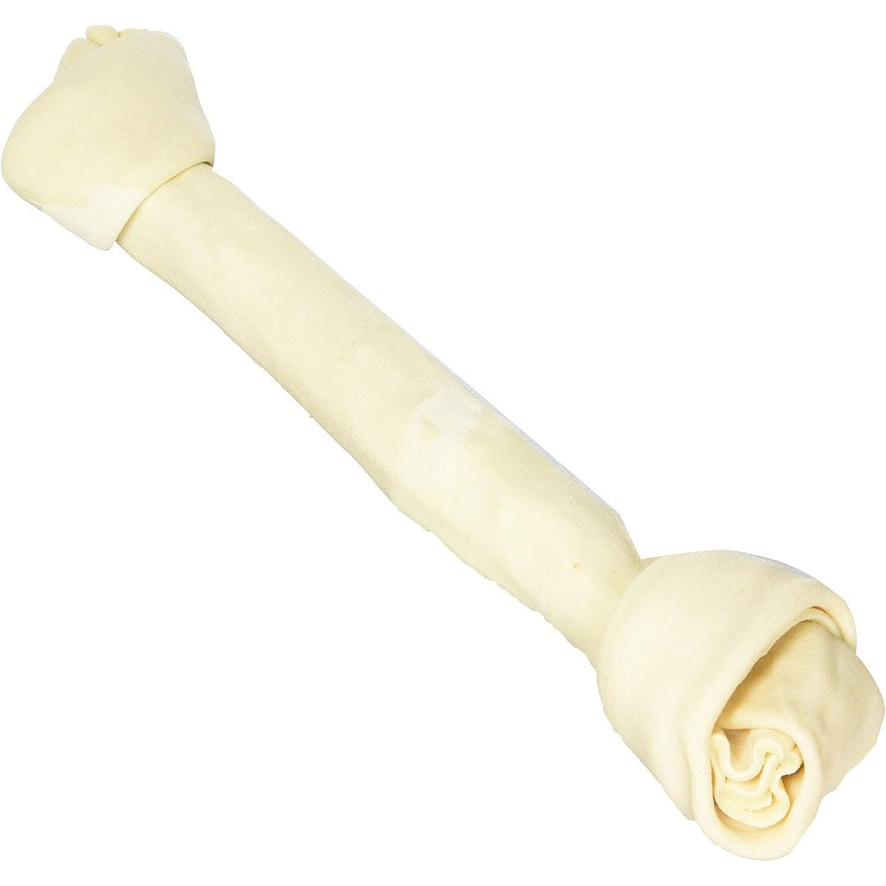 IMS Trading Knotted Rawhide Dog Chew Bone Heavy Duty Natural Treats For Large Breeds 15 Inches Each 2 Pack