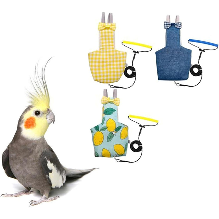 VANFAVORI bird diaper flight suit front view with denim pattern