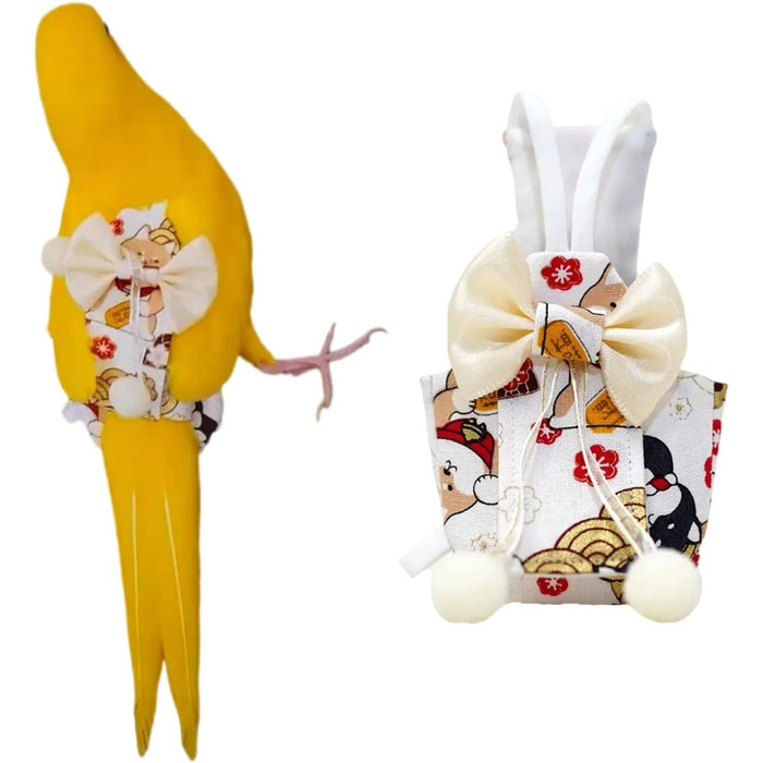 Bird Flight Suits Diapers, Parrot Diapers for Monk Parakeets, Cockatiels, Parrot Clothes Costume, Bird Training Nappy Suit Liners Clothes (Medium,White)