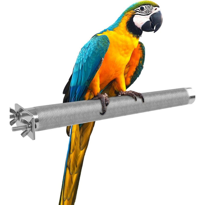 KATUMO Parrot Perch - Stainless Steel African Grey Perch Bird Cage Accessories for Small to Large Parrots (11.8 x 1.2 inch)