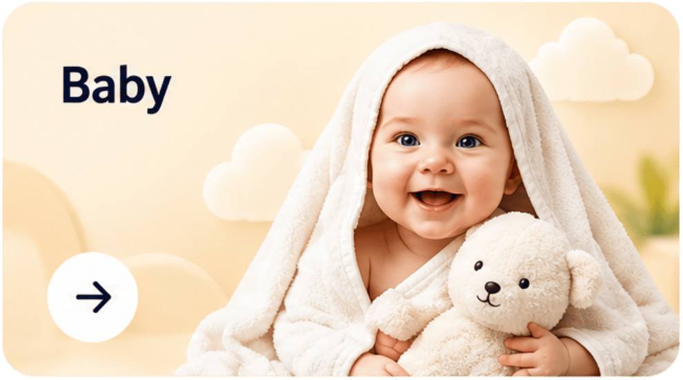 A baby wrapped in a white towel and holding a small teddy bear.