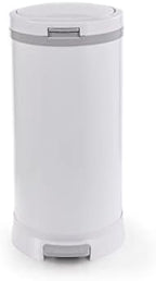Bubula white steel diaper pail showing foot pedal mechanism