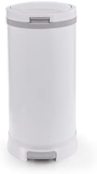 Bubula white steel diaper pail showing foot pedal mechanism