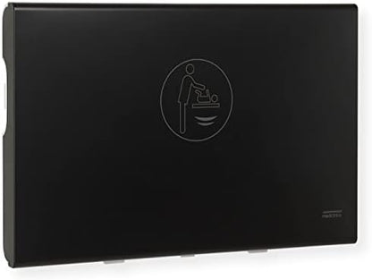 Saniflow BabyMedi commercial changing station side view showing the slim profile design when closed flush against the wall surface