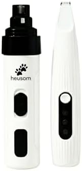 Heusom pet nail grinder with protective guard caps demonstrating small medium and large port sizes
