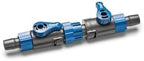 Oase 91583 double stop valve showing the threaded collar connection for secure sixteen twenty two millimeter hose installation.