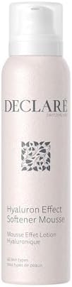 Declaré Swiss skincare hyaluronic acid mousse packaging showing authentic details and formula textures