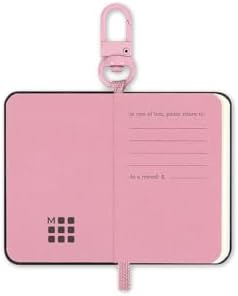 Side profile of Moleskine x Blackpink mini notebook showing pink ribbon bookmark.