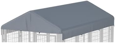 Gray replacement dog kennel roof cover top angle showing waterproof fabric