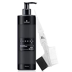 M Hair Designs Schwarzkopf Chroma ID Off Black bonding color mask bottle and tint comb set front view