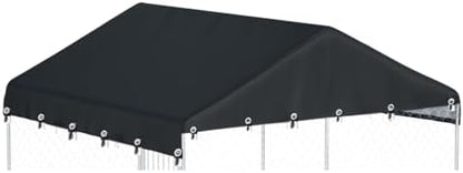 Black waterproof dog kennel replacement cover top angle view