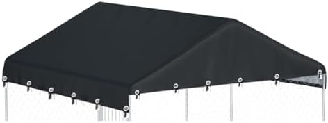 Black waterproof dog kennel replacement cover top angle view