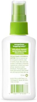 Babyganics plant-based bug spray active ingredients label close up view