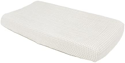 Angle shot highlighting the durable stitching and high quality weave of this baby nursery bedding product.